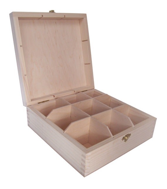 Unfinished pine wood 9 compartment storage box by HewcoSales