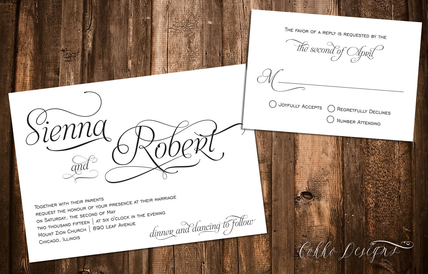 Ornate Script Sienna Printable Wedding Invitation Diy Invitation