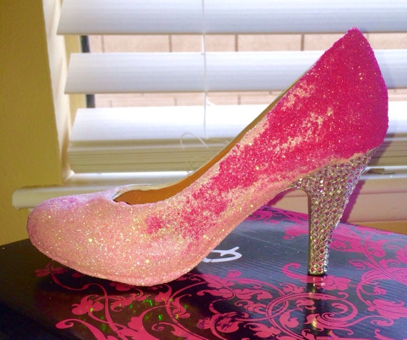 SPARKLY pink ombre rhinestone heel for by CrystalCleatss on Etsy