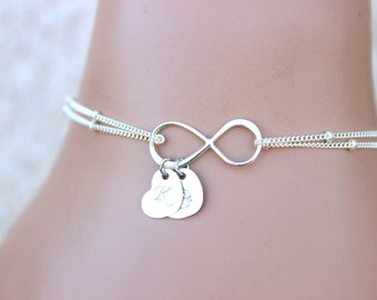 Personalized womens Bracelet, Infinity Bracelet , Initial Bracelet ,Bridesmaids, Monogram,Friendship, Heart initial bracelet, Love, Gifts