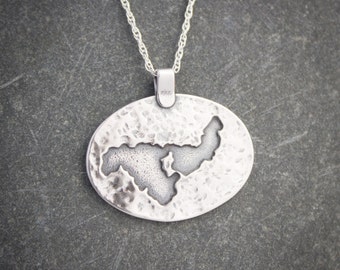 Crooked Lake, Michigan Pendant in Sterling Silver, Michigan Jewelry