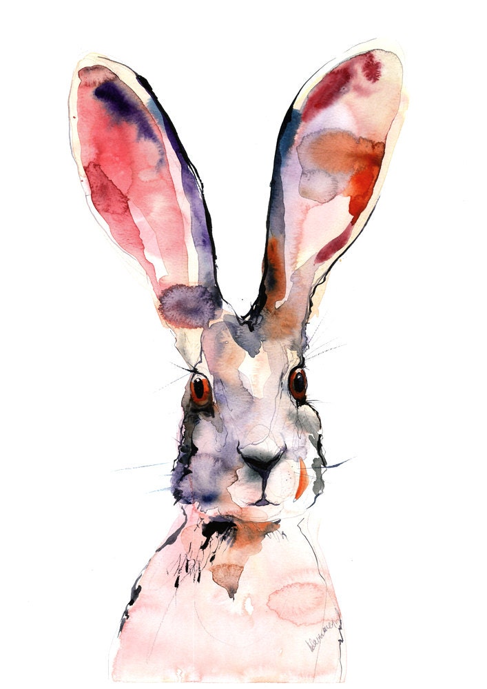 March Hare picture digital watercolor print A4 A3 8x11