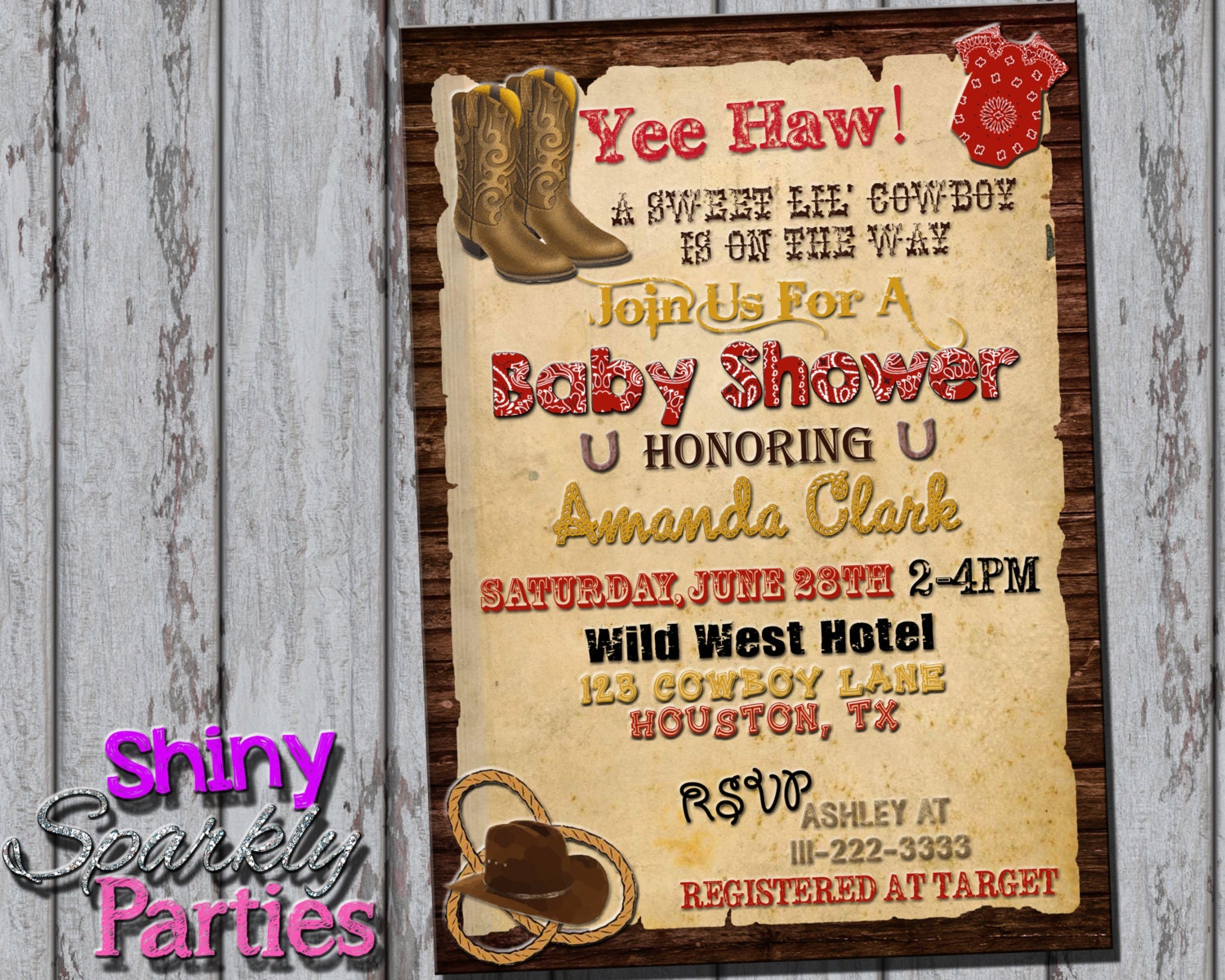 Western Baby Shower Invitation Wording 4