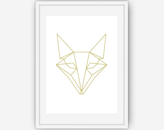 Geometric Fox Print Fox Art Gold Fox Print Geometric Art