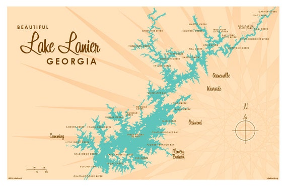 Lake Lanier GA Map Print   Il 570xN.739563595 Pam1 