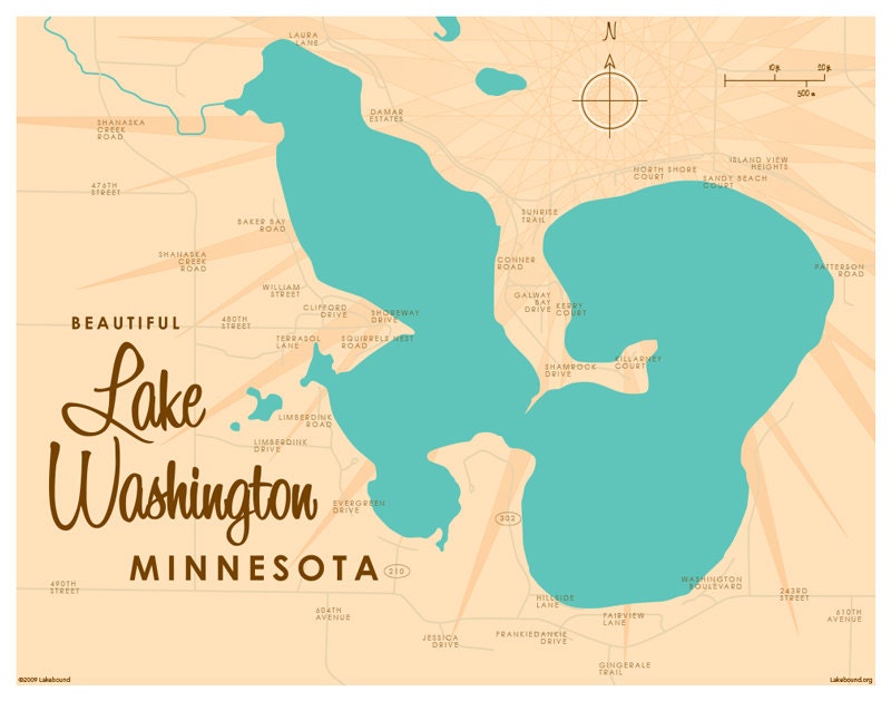 Lake Washington MN Map Print