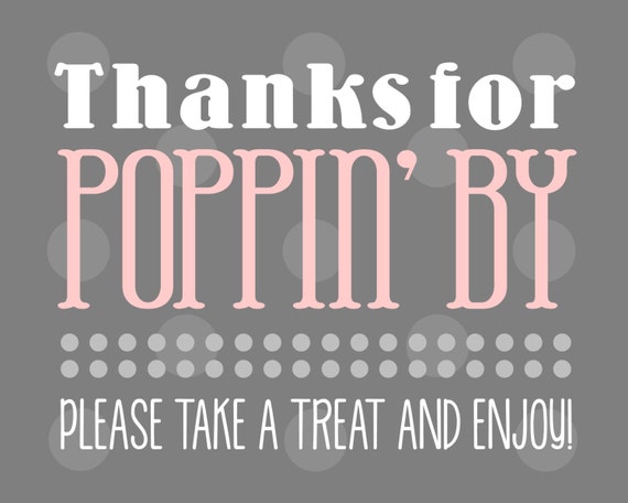 Thanks for Poppin' By Wedding & Baby Shower Popcorn Bar