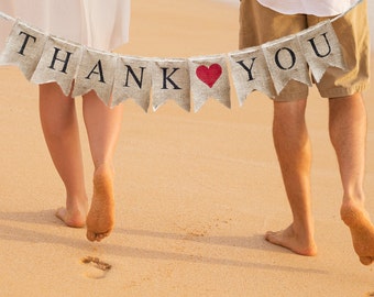 Thank You Burlap Banner, Thank You Banner, Thank You Wedding Photo Prop, B045
