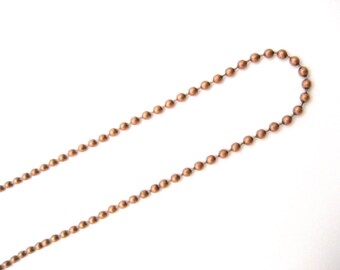 One Antique copper Ball Chain Necklace 2.4 mm Antique Copper Ball Chain Necklace , Jewelry Making Supplies