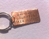 Grumpy old biker copper keyring, Gift for him, insults with love, pet names, keychain,Biker, dad, boyfriend, husband, motor cycle lover Grumpy old biker copper keyring, Gift for him, insults with love, pet names, keychain,Biker, dad, boyfriend, husband, motor cycle lover