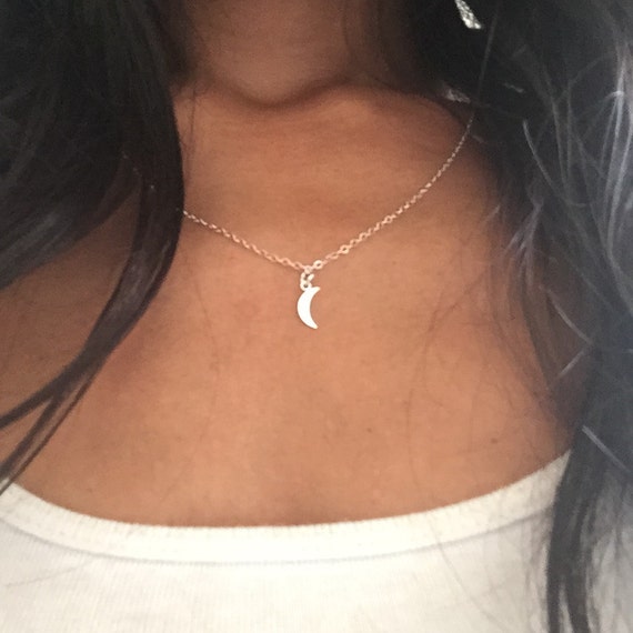 Items similar to Tiny Sterling Silver Crecent Moon Dangle Charm and ...