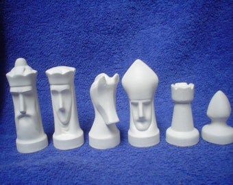 Ceramic Bisque 32 Piece Arnel Modern Chess Set - Ready-to-Paint - E289