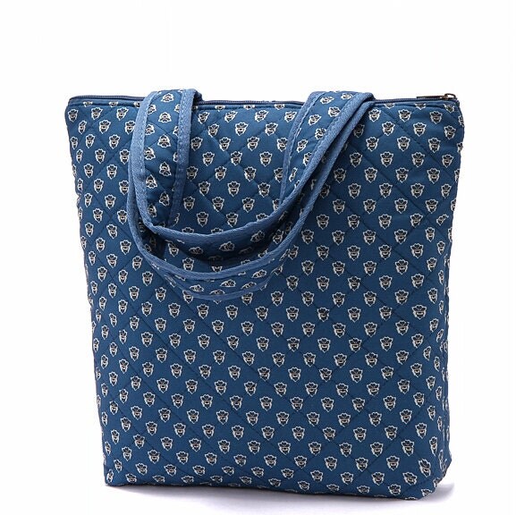 cotton quilted shoulder bag handbag blue by lucyjennyxin on Etsy