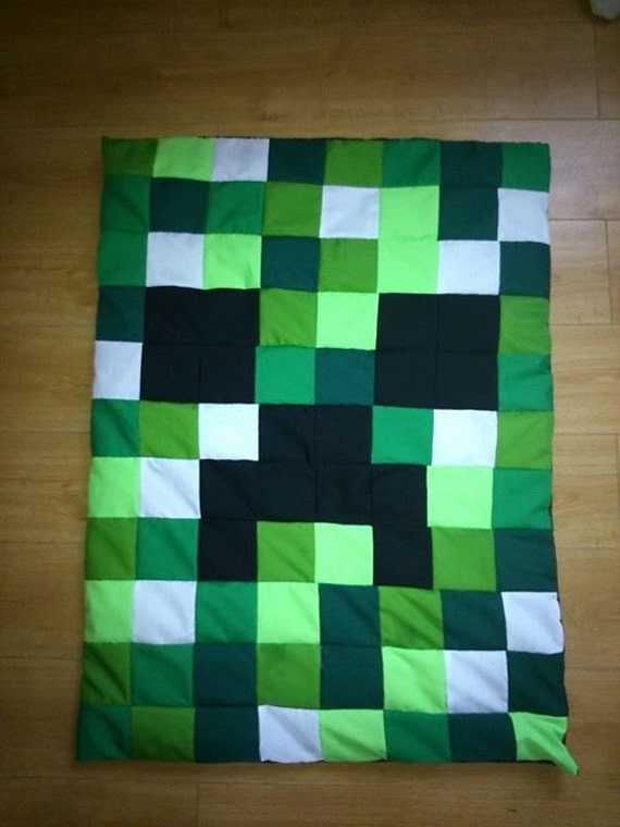 Items similar to unoficial minecraft inspired patchwork blanket (double