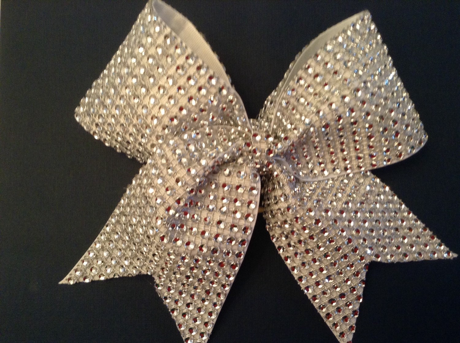 Silver Rhinestones Cheer Bow 3241