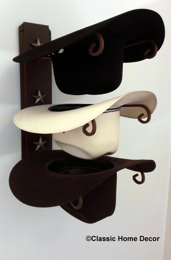 Cowboy Hat Holder Rust with Gold Stars