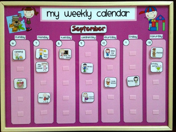 Weekly Kids Calendar Schedule Activity & Chore Chart