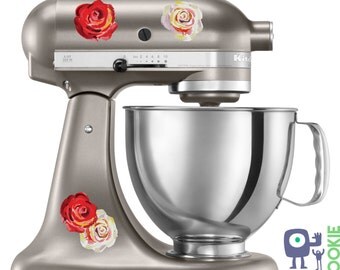 Kitchen Aid Mixer Decal of Watercolor Roses - Extra Rose Pack - Artistic Full Color Post Impressionist Painted Style Colorful Flowers