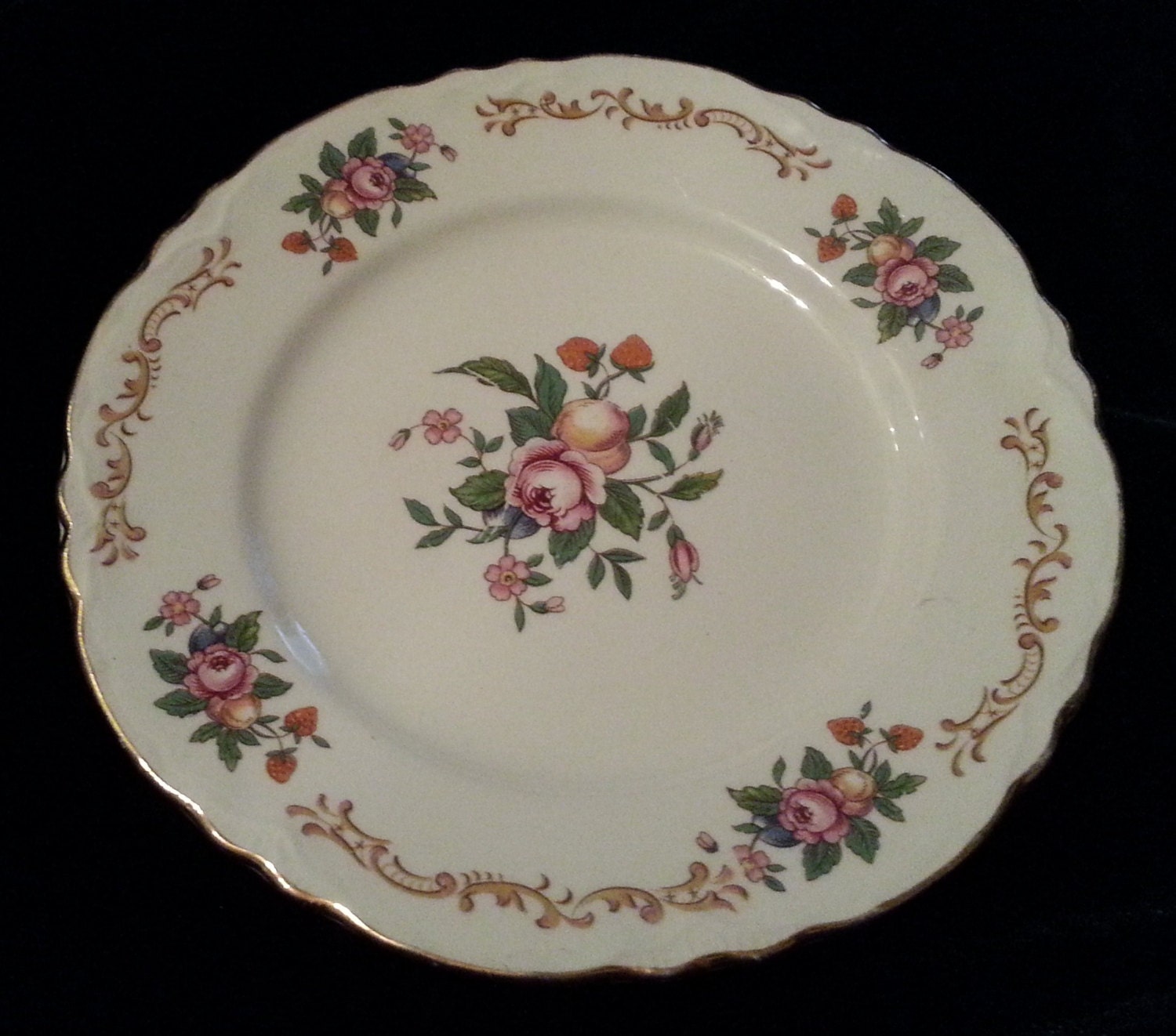 8 Homer Laughlin Rose & Peach Dessert Bowls and Saucers