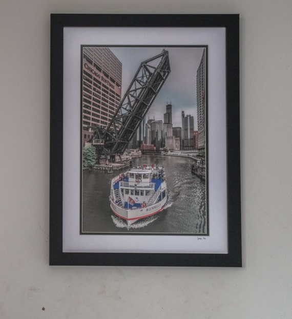 FRAME 18x24 with double mat and print Riverboat by GuzGallery