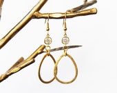 Gold Hoop Crystal Earrings - gold earrings, hoop earrings, crystal earrings