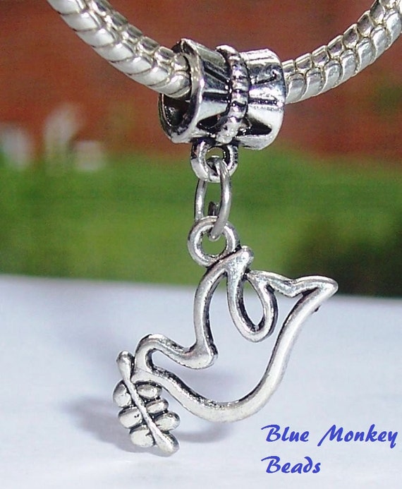 Charm Bracelet Bead Tibetan Silver 'Dove Bird' Fits European Charm Bracelets Design Db