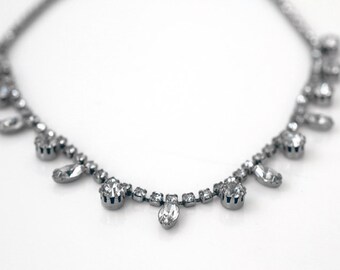 Vintage Costume Jewelry Diamond-Lik e Necklace with Clear Stones ...