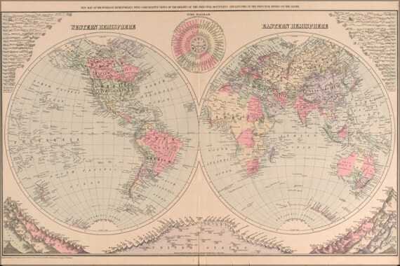 24x36 Poster Map The World 1890