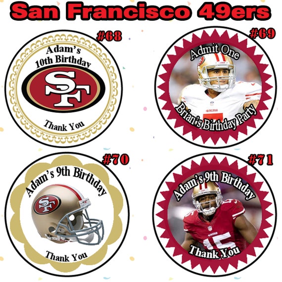 San Francisco 49ers Birthday Favor Stickers Round 1 Sheet