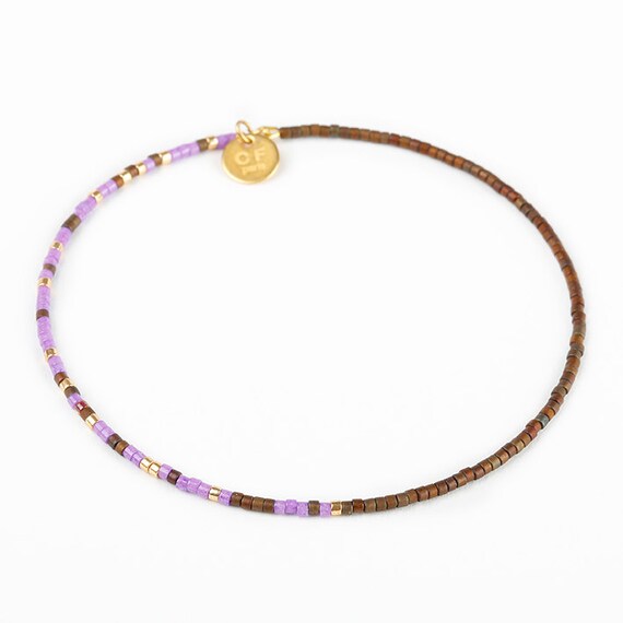 BRACELET LILA BRONZE jonc en Perles Miyuki simple et coloré