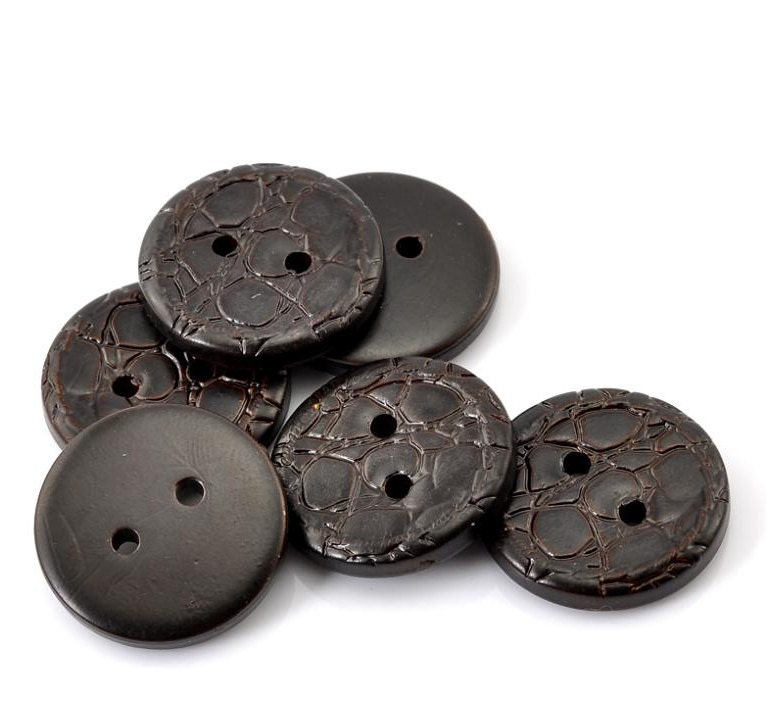 Resin Buttons Vintage Brown Leather Style 25mm 2hole buttons