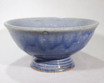 Light blue large footed stoneware bowl