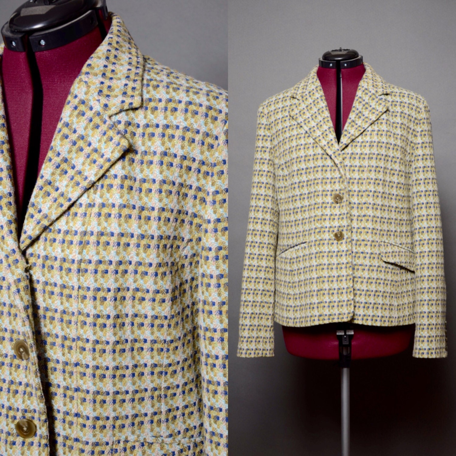 Wool Blazer Knit Blazer Women's Vintage Jacket Made in USA