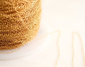 14k Gold Filled Chain by the Foot - 1.3mm Round Cable Chain - Thin Chain - Gold Chain - Wholesale Chain - Custom Length / GF-CH001