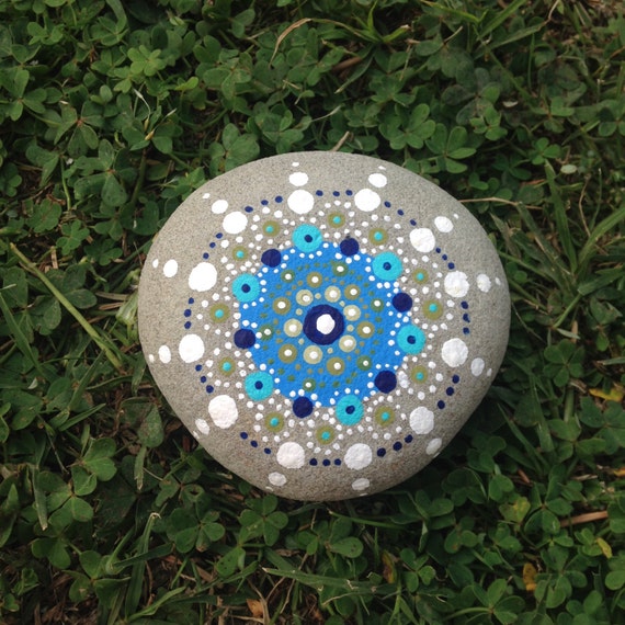 3.54 mandala dot meditation/focus stone by VonskyArt on Etsy