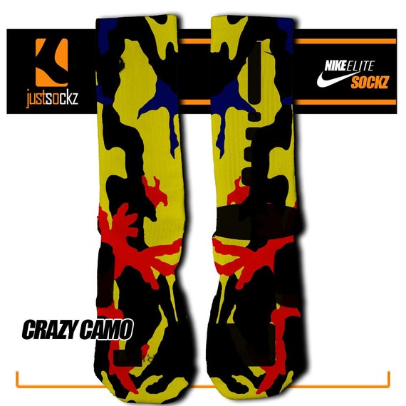 CRAZY CAMO Custom Nike Elite Socks by FloccosTradingPost on Etsy