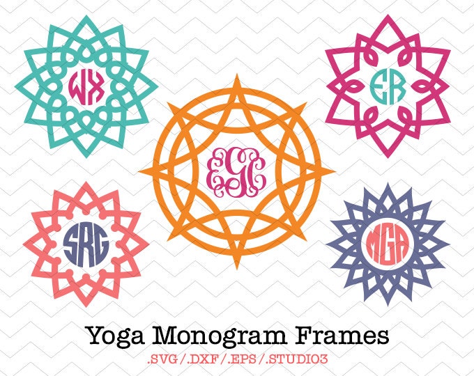 Download Yoga Circle Monogram Frames SVG DXF EPS Studio3 Mandala