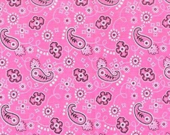 Pink Paisley Fabric Bandanamania Pink with a free surprise applique