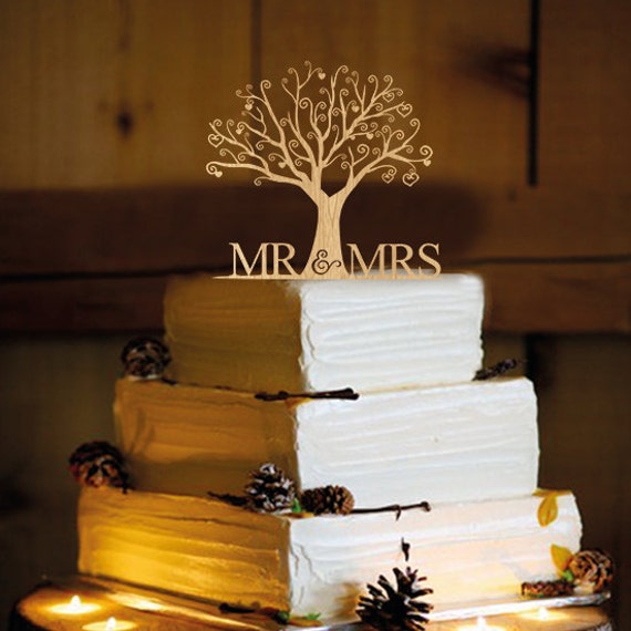 Rustic  Wedding Cake Topper - Personalized Monogram Cake Topper - Mr and Mrs - Cake Decor - Bride and Groom