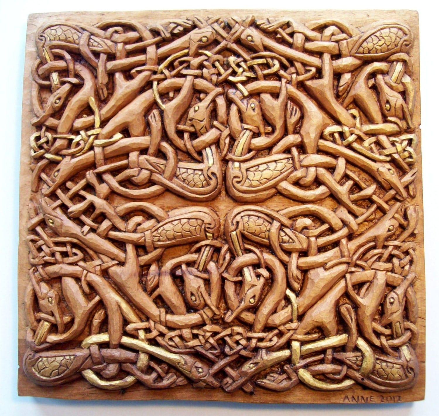 Celtic Birds Wood carving Handmade Woodcarving 137 x 137