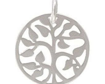 Tree of Life Charm Sterling Silver Plated 15mm Small