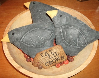 Primitive CROWS Three (3) Bowl Filler Ornies Rustic Folk Art Country Style Decor, OFG & HAFAIR Teams