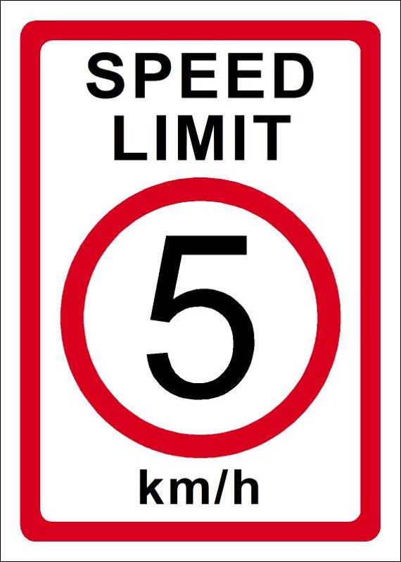 Speed Limit Sticker 5 kph SMALL SIZE safety sign by DarrensPRINTS