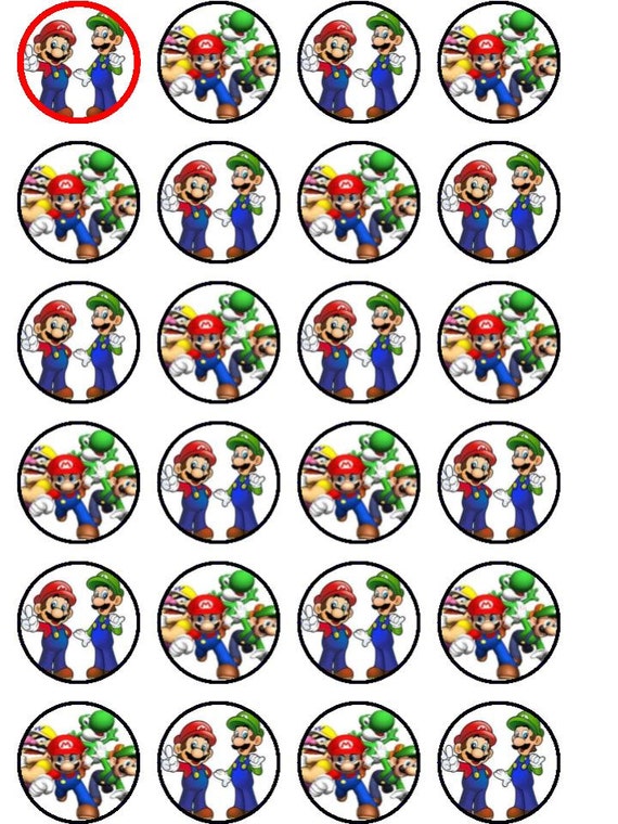 24 x Mario Edible Rice Paper cake by christinecaketoppers