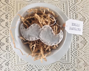 Custom Made to Order Mustache Tea Bags. Choose Your Teas. Choose You Phrases. Gift For Tea Lover. Tea Sampler.