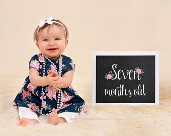 First Year Monthly Baby Chalkboard Photo Prop 8x10, Baby Monthly Photo Prop, month by month signs, Monthly Baby Girl Chalkboard, JPEG