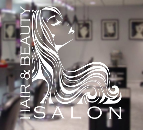 Items similar to Woman Hair Beauty Salon Window Sign Decal Graphic Shop ...