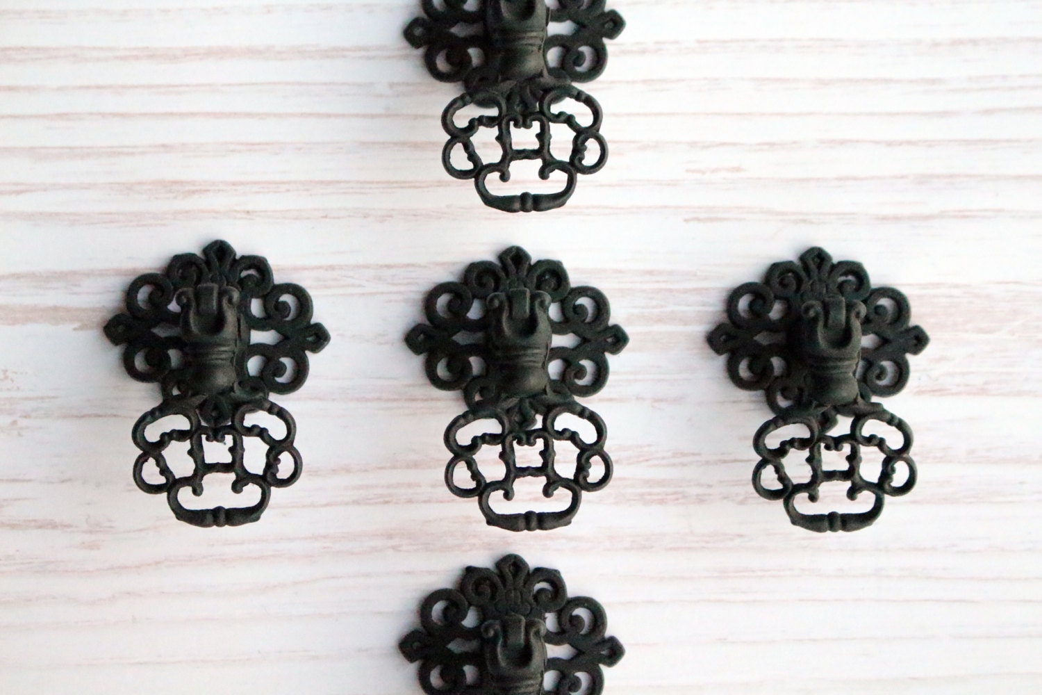 5 Unique Matte Black French Provincial Dresser Drawer Pulls | Vintage ...