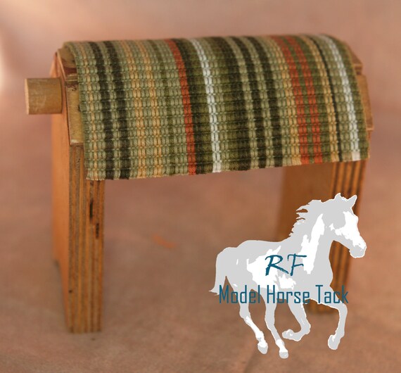 Green Striped Western Saddle Blanket 19 by RFModelHorseTack