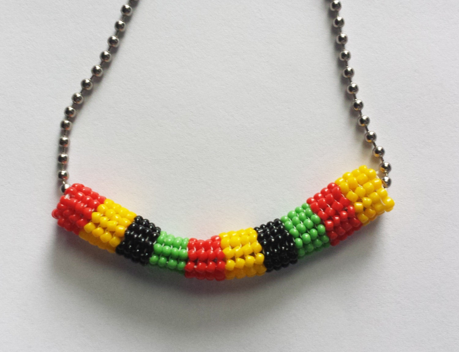 Herringbone Ndebele Beaded Tube Necklace